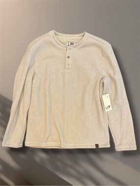 LIV Outdoor Insulating Pile Fleece Sherpa Lined Henley Shirt Oatmeal Size M NWT